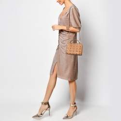 MCM Cognac Visetos Coated Canvas and Leather Berlin Box Bag