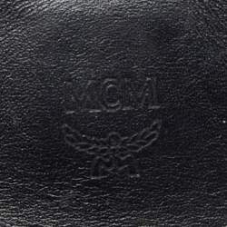 MCM Black Leather Studded Charm Trifold Wallet