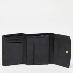 MCM Black Leather Studded Charm Trifold Wallet