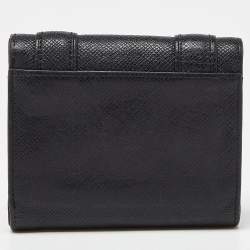 MCM Black Leather Studded Charm Trifold Wallet
