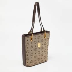 MCM Brown/Beige Visetos Canvas and Leather Shopper Tote