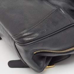 MCM Black Leather Studded Flap Backpack