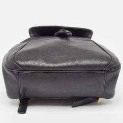 MCM Black Leather Studded Flap Backpack