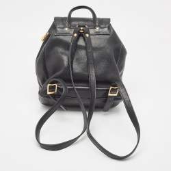 MCM Black Leather Studded Flap Backpack