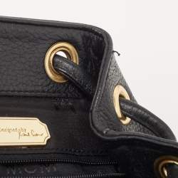 MCM Black Leather Studded Flap Backpack