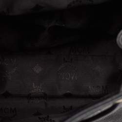 MCM Black Leather Studded Flap Backpack