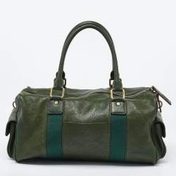 MCM Green Leather Double Pocket Bag