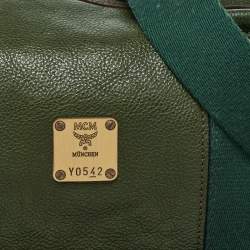 MCM Green Leather Double Pocket Bag