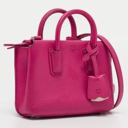 MCM Pink Leather Mini Milla Tote