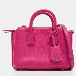 MCM Pink Leather Mini Milla Tote