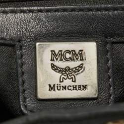 MCM Black Visetos Coated Canvas and Leather Drawstring Bucket Bag