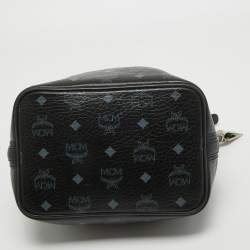 MCM Black Visetos Coated Canvas and Leather Drawstring Bucket Bag
