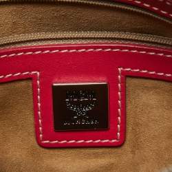 MCM Pink/White Visetos Coated Canvas and Leather Charm Boston Bag