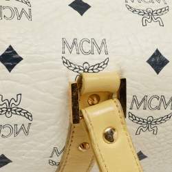 MCM Yellow/White Visetos Coated Canvas and Leather Rolle Boston Bag