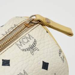 MCM Yellow/White Visetos Coated Canvas and Leather Rolle Boston Bag