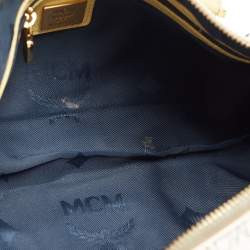 MCM Yellow/White Visetos Coated Canvas and Leather Rolle Boston Bag