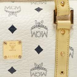 MCM Yellow/White Visetos Coated Canvas and Leather Rolle Boston Bag