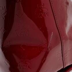 MCM Dark Red Visetos Patent Leather Tote