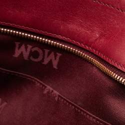 MCM Dark Red Visetos Patent Leather Tote