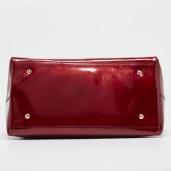 MCM Dark Red Visetos Patent Leather Tote