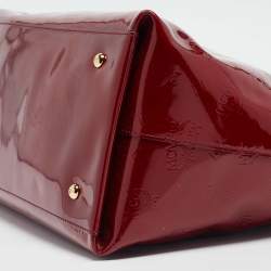 MCM Dark Red Visetos Patent Leather Tote