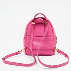 MCM Dark Pink Leather Mini Studded Stark Backpack