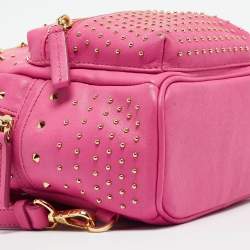 MCM Dark Pink Leather Mini Studded Stark Backpack