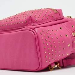 MCM Dark Pink Leather Mini Studded Stark Backpack