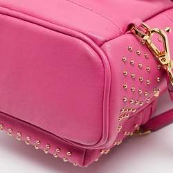 MCM Dark Pink Leather Mini Studded Stark Backpack