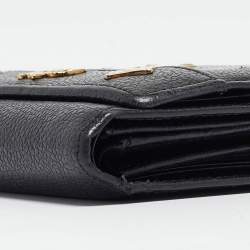 MCM Black Leather Studded Trifold Compact Wallet