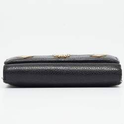 MCM Black Leather Studded Trifold Compact Wallet