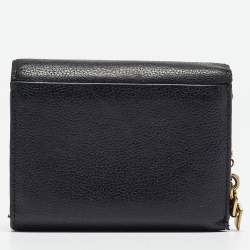 MCM Black Leather Studded Trifold Compact Wallet