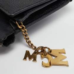 MCM Black Leather Studded Trifold Compact Wallet