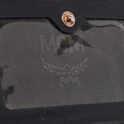 MCM Black Leather Studded Trifold Compact Wallet