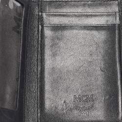 MCM Black Leather Studded Trifold Compact Wallet