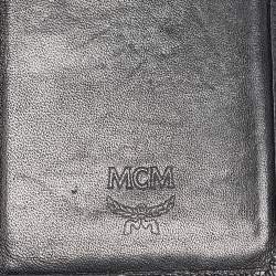 MCM Black Leather Studded Trifold Compact Wallet