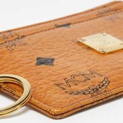 MCM Cognac Visetos Coated Canvas Zip Card Holder