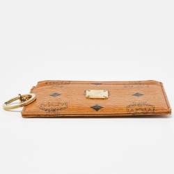 MCM Cognac Visetos Coated Canvas Zip Card Holder