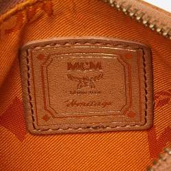MCM Cognac Visetos Coated Canvas Zip Card Holder