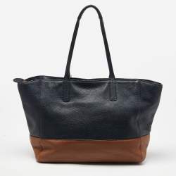 MCM Blue/Brown Leather Zip Shopper Tote