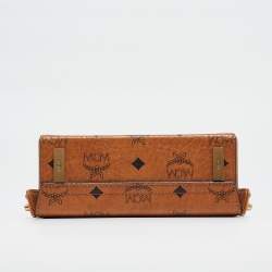 MCM Cognac Visetos Coated Canvas and Leather Berlin Box Bag