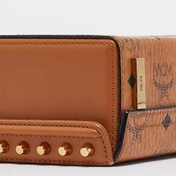 MCM Cognac Visetos Coated Canvas and Leather Berlin Box Bag