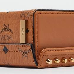 MCM Cognac Visetos Coated Canvas and Leather Berlin Box Bag