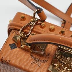MCM Cognac Visetos Coated Canvas and Leather Berlin Box Bag