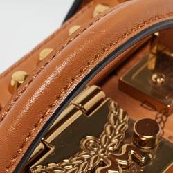 MCM Cognac Visetos Coated Canvas and Leather Berlin Box Bag