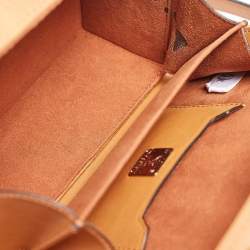 MCM Cognac Visetos Coated Canvas and Leather Berlin Box Bag