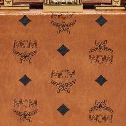 MCM Cognac Visetos Coated Canvas and Leather Berlin Box Bag