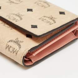 MCM Beige/Peach Visetos Coated Canvas and Leather  Trifold Wallet