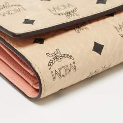 MCM Beige/Peach Visetos Coated Canvas and Leather  Trifold Wallet