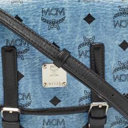 MCM Blue/Black Visetos Coated Canvas and Leather Crossbody Bag